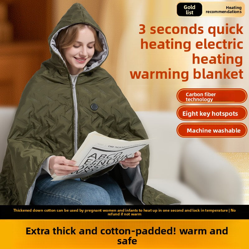 Heated shoulder and neck warming shawl blanket