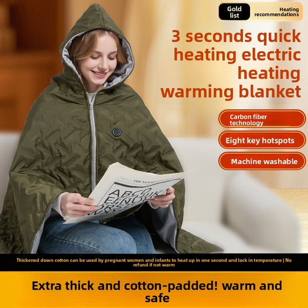 Heated shoulder and neck warming shawl blanket
