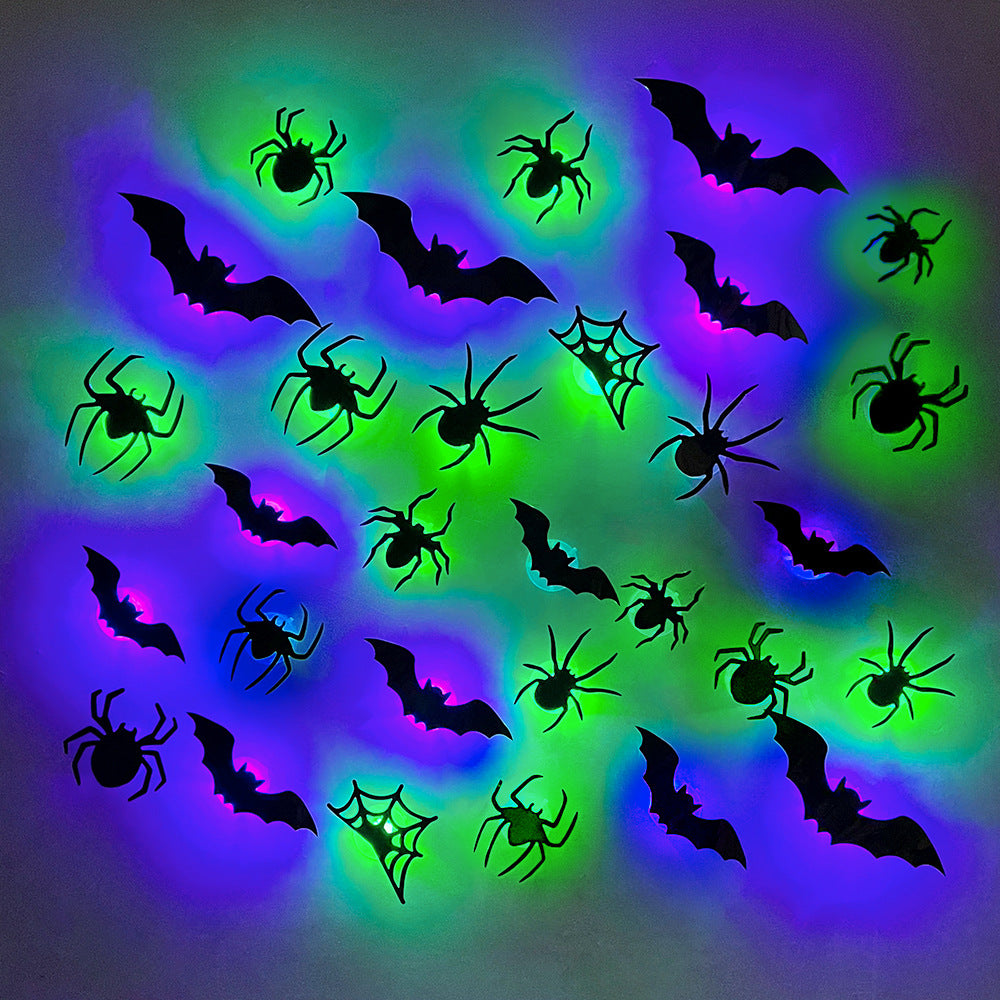 Halloween 3D Spider Bat LED Flashing Wall Stickers Decoration